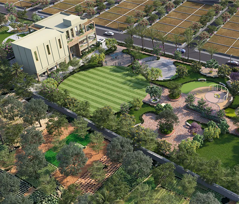 Sattva Ekatra — landscaped central park and plotted layout